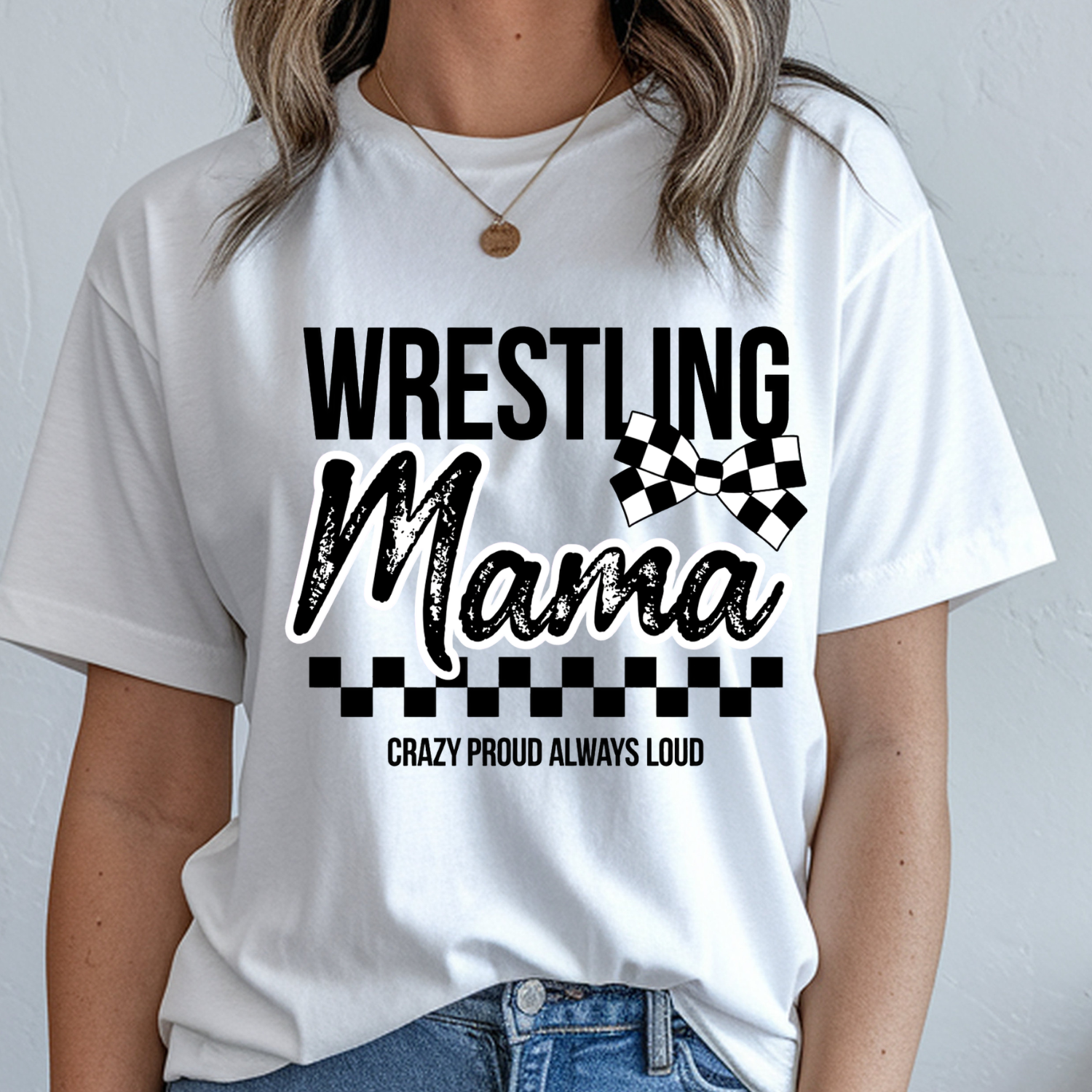 Checkered Wrestling Mama T-Shirt