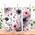Whimsical Pink and Black Flower Tumbler