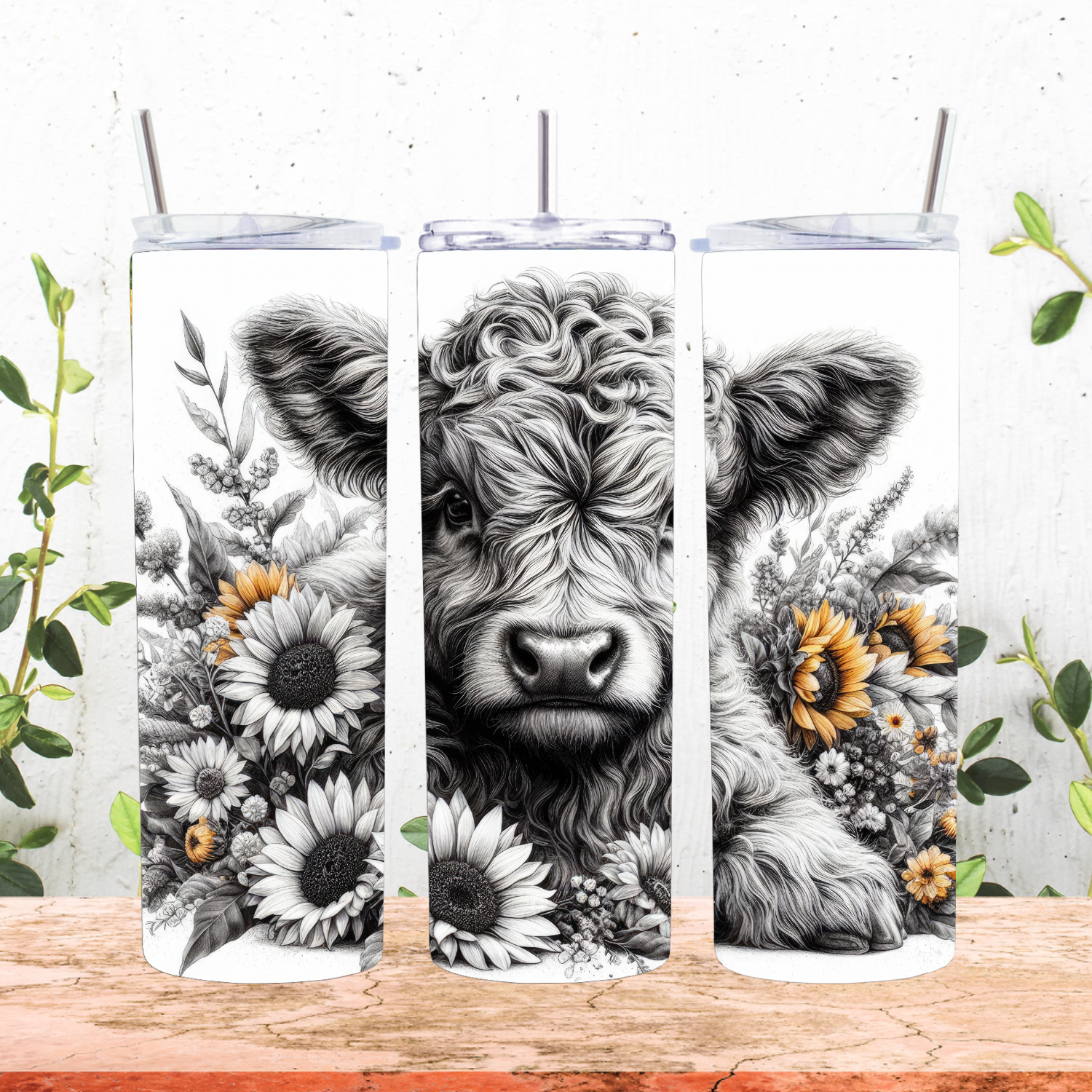 Grey Sunflower Tumbler