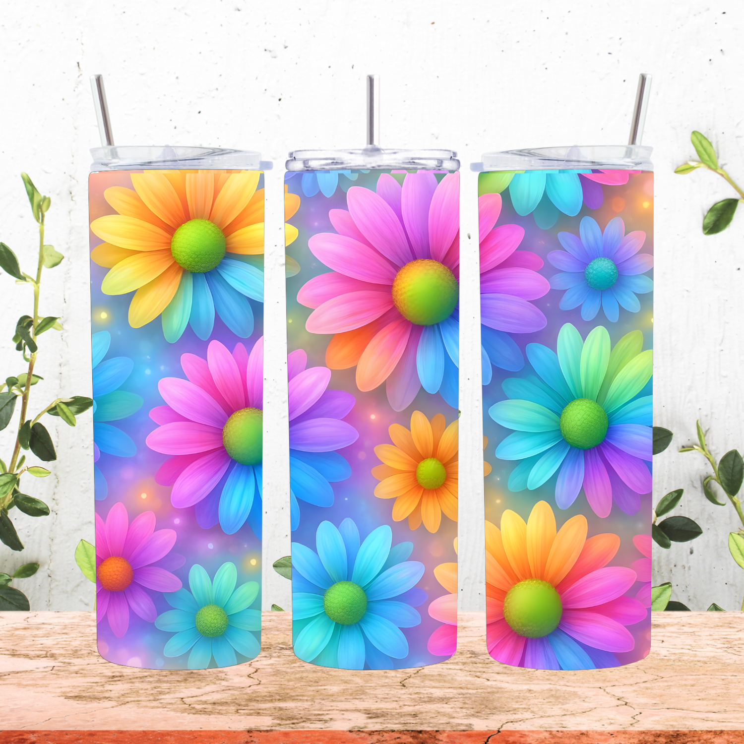 Neon Daisies Tumbler