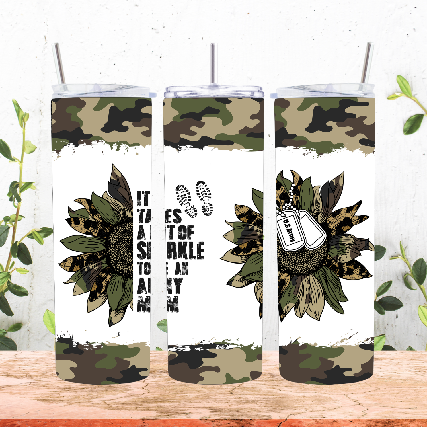 Army Mom Sunflower Tumbler