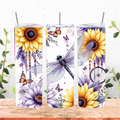 Purple Sunflower Dragonfly Tumbler