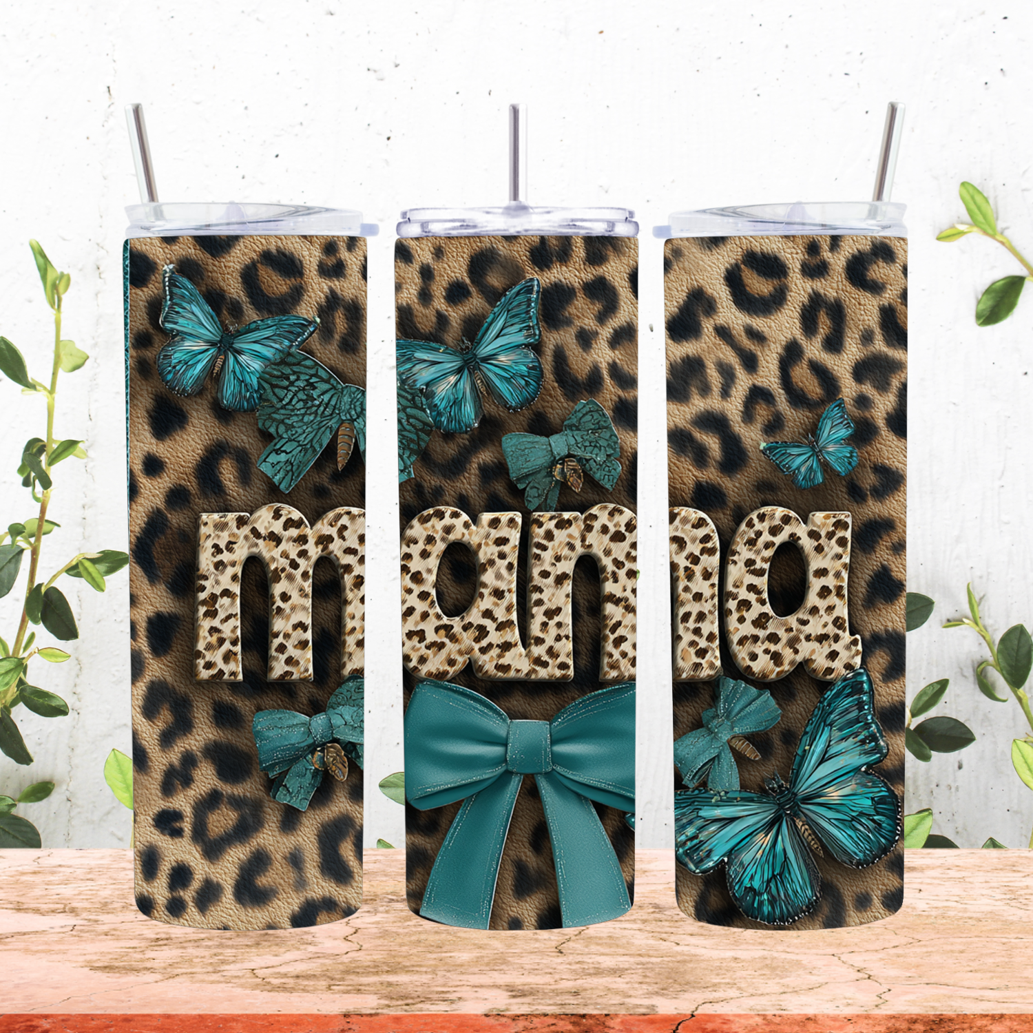 Mama Teal and Leopard Tumbler