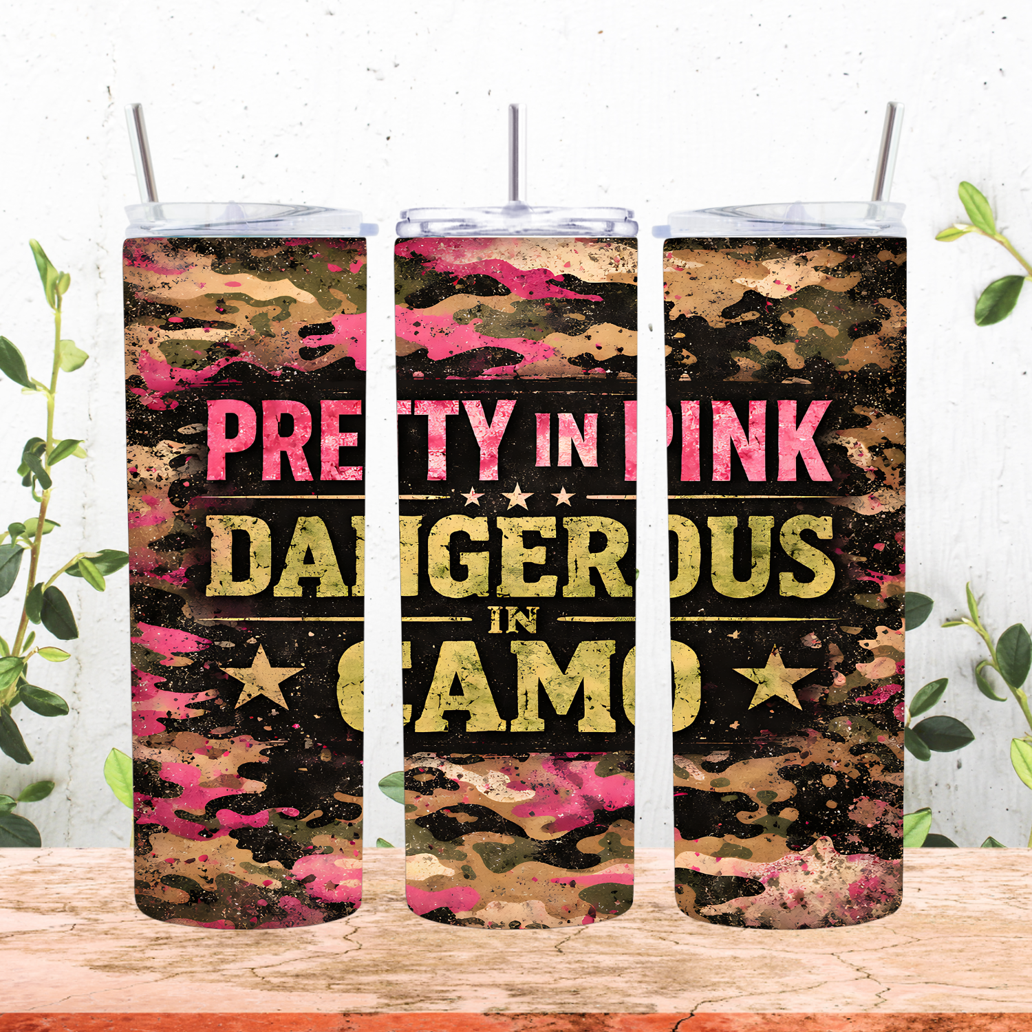 Pretty in Pink, Dangerous in Camo Tumbler