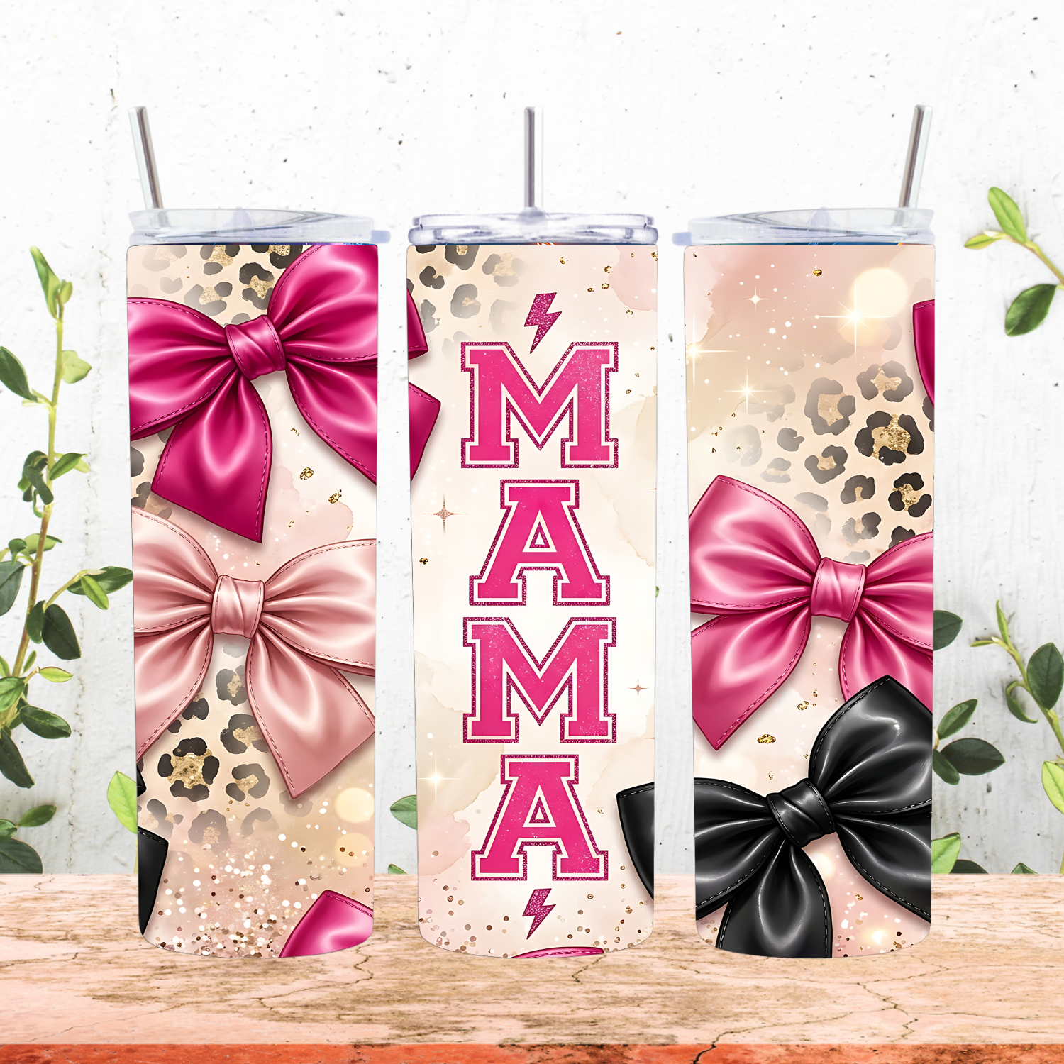 MAMA Bows and Leopard Tumbler