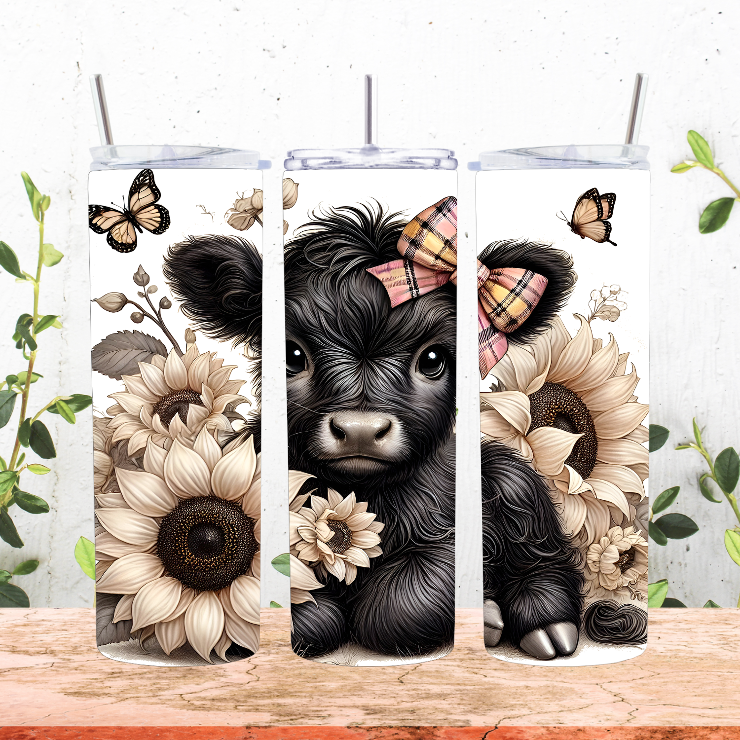 Black Highland Cow Tumbler