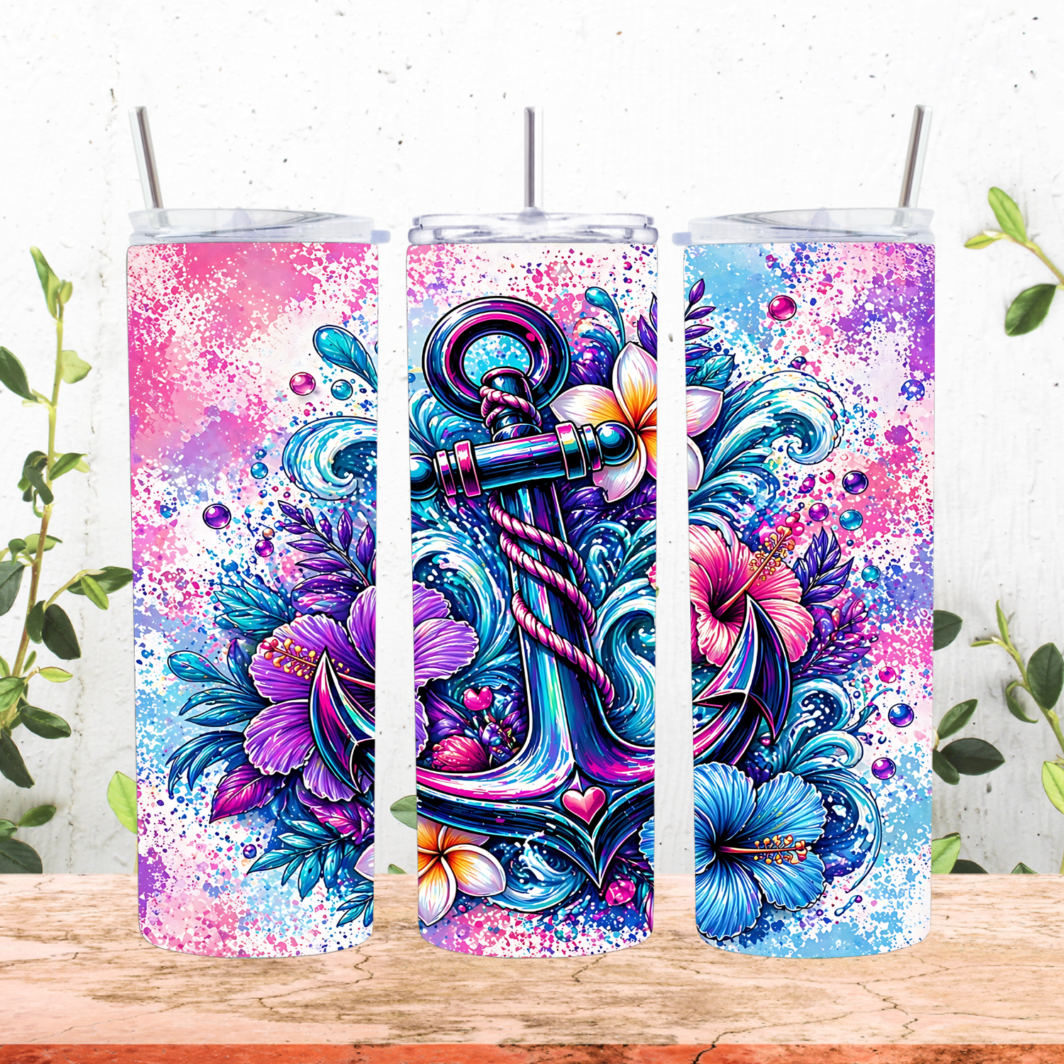 Anchor w/Color Burst Tumbler