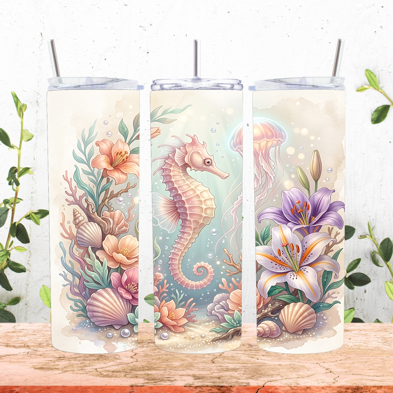 Watercolor Seahorse Tumbler