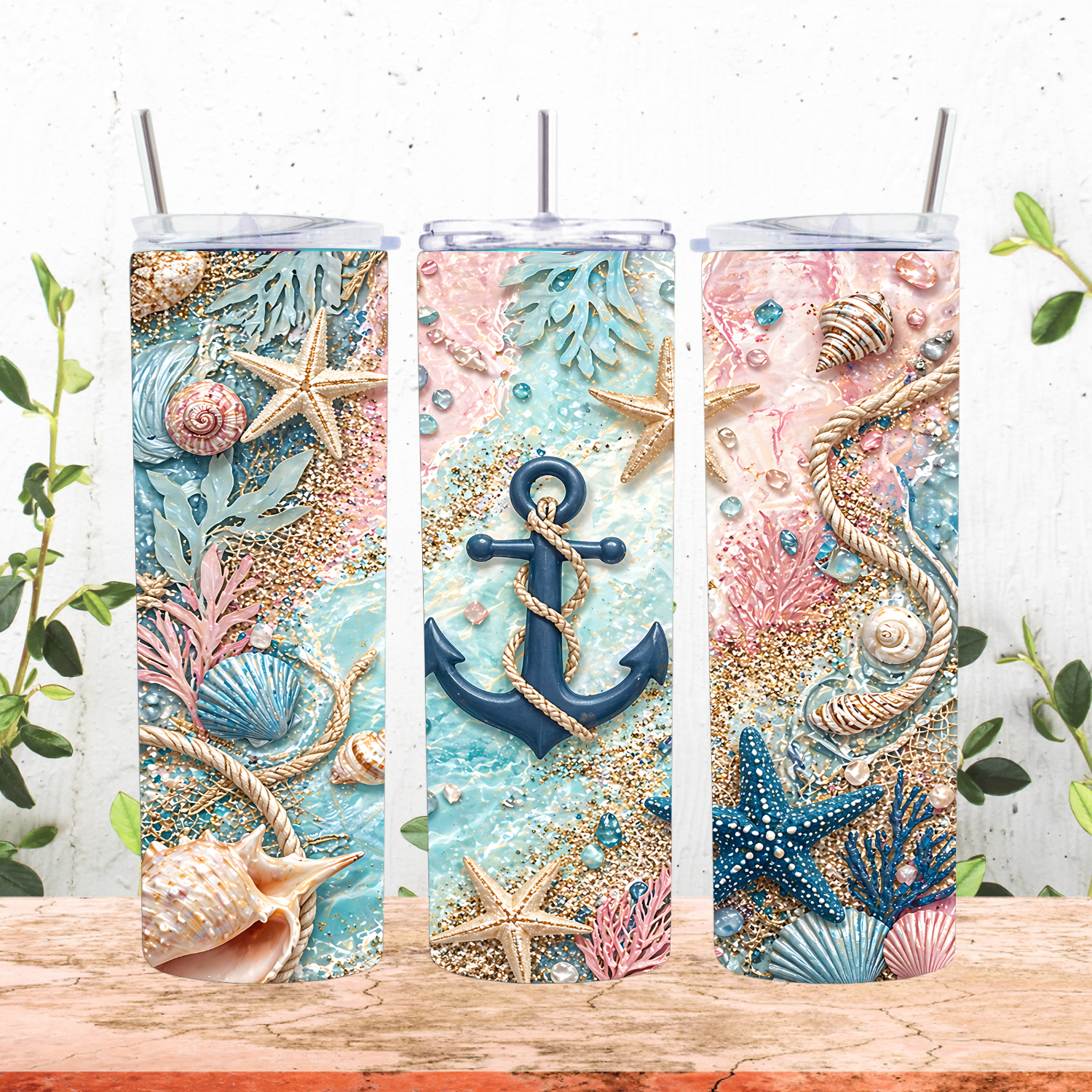Anchor and Seashells Tumbler