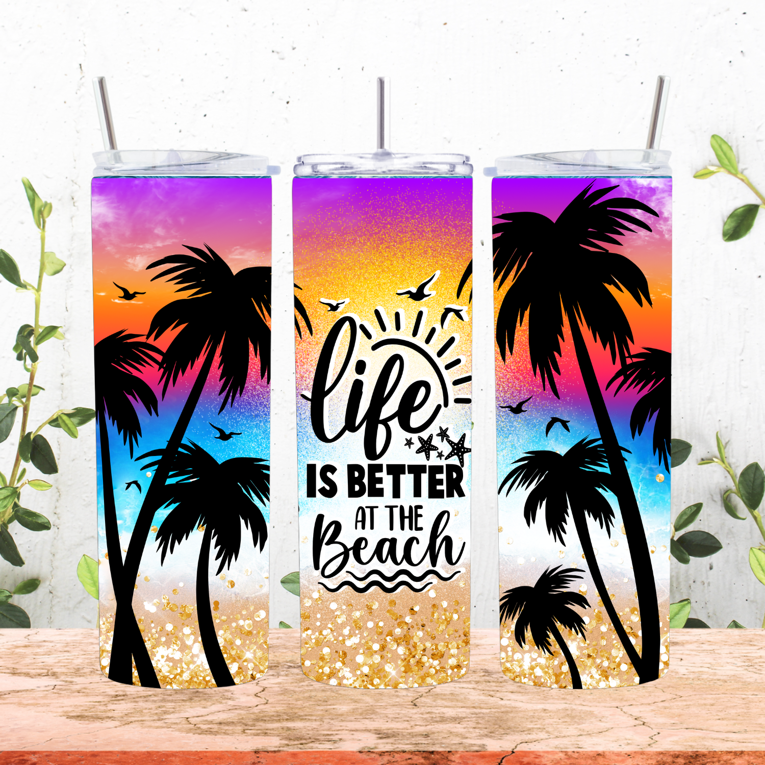 Life Is Better at The Beach Sunset Tumbler